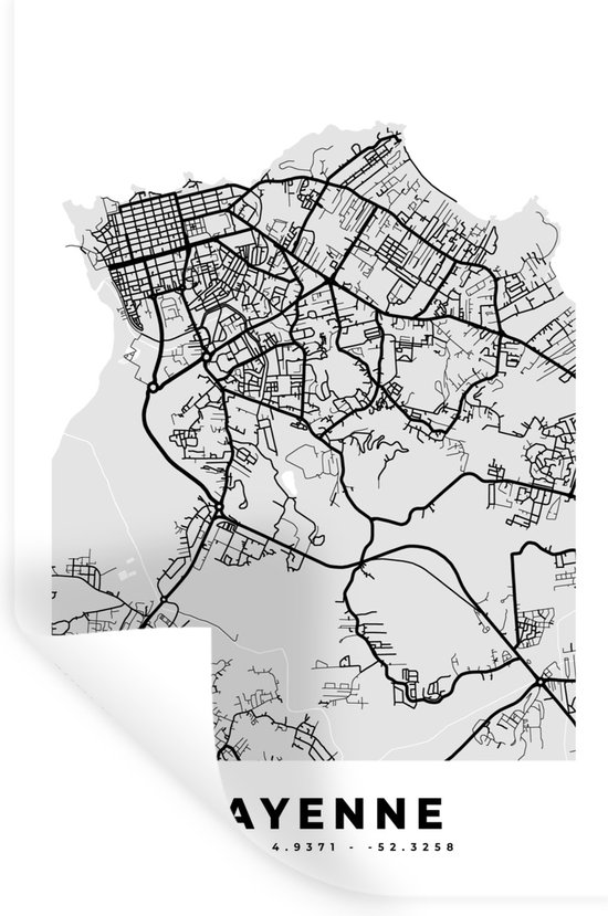 Stickers muraux Carte Cayenne Plan de ville Carte France