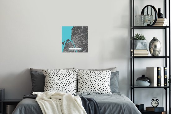 Muurstickers - Sticker Folie - Boulogne-sur-Mer - Frankrijk - Plattegrond - Stadskaart - Kaart - 30x30 cm - Plakfolie - Muurstickers Kinderkamer - Zelfklevend Behang - Zelfklevend behangpapier - Stickerfolie
