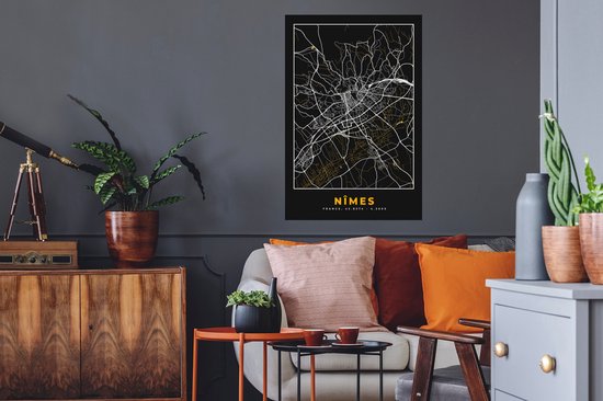 Stickers Stickers muraux - Plan - Nîmes - Plan de ville - Plan - France - 60x90 cm - Feuille adhésive