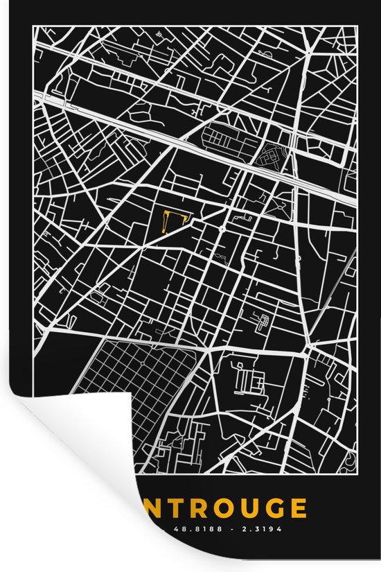 Stickers muraux - France - Montrouge - Plan de ville - Plan - Plan d'étage - 80x120 cm - Film adhésif