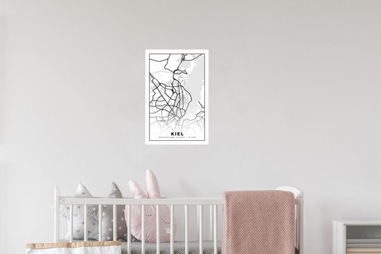 Muurstickers - Sticker Folie - Kaart - Kiel - Plattegrond - Stadskaart - 20x30 cm - Plakfolie - Muurstickers Kinderkamer - Zelfklevend Behang - Zelfklevend behangpapier - Stickerfolie