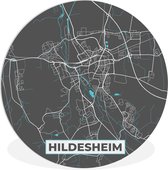 WallCircle - Wandcirkel - Muurcirkel Binnen - Duitsland – Blauw – Hildesheim – Stadskaart – Kaart – Plattegrond - 90x90 cm - Wanddecoratie - Ronde Schilderijen