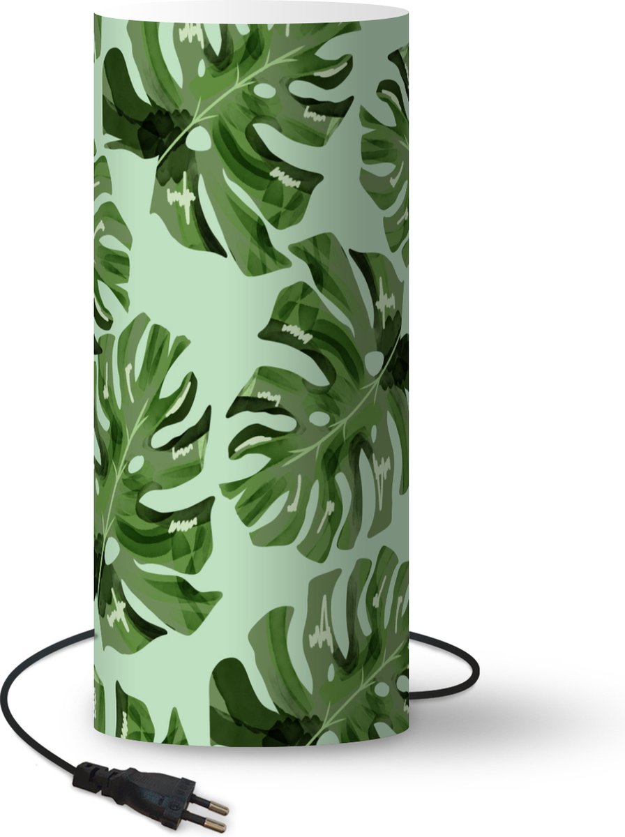 Lamp - Nachtlampje - Tafellamp slaapkamer - Bladeren - Tropisch - Pastel - 70 cm hoog - Ø29.6 cm - Inclusief LED lamp