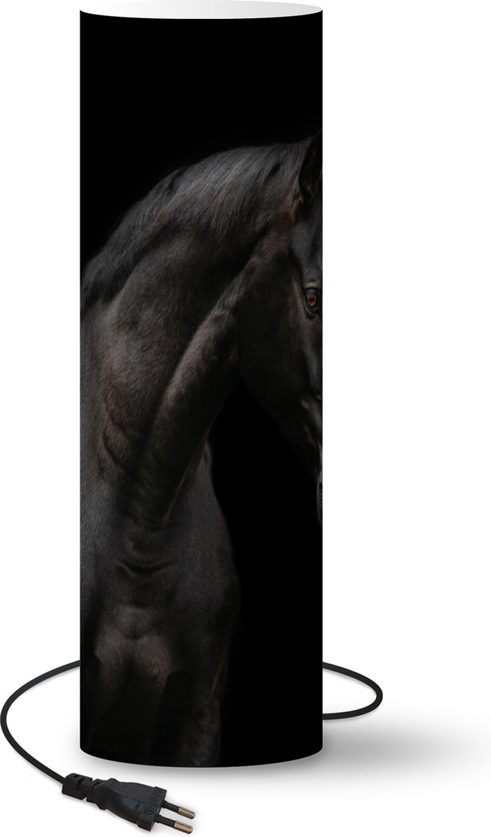 Lamp - Nachtlampje - Tafellamp slaapkamer - Paard - Dier - Zwart - 50 cm hoog - Ø15.9 cm - Inclusief LED lamp