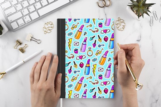 Carnet - Carnet d'écriture - Design - Autocollant - Maquillage - Bagues - Carnet - Format A5 - Bloc-notes