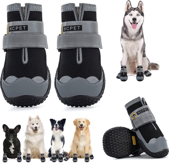 Hondenschoenen - Pootbescherming - Antislip vier-seizoen hondenschoenen - Maat #8/XXXL - 4 stuks - Waterbestendig