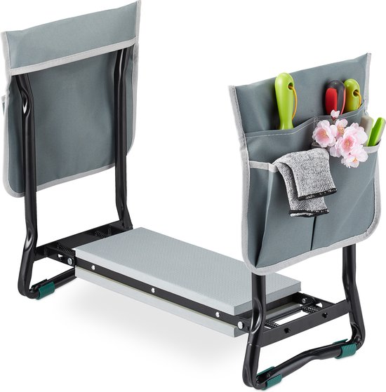 Relaxdays Kniebank für Gartenarbeit, klappbar, gepolstert