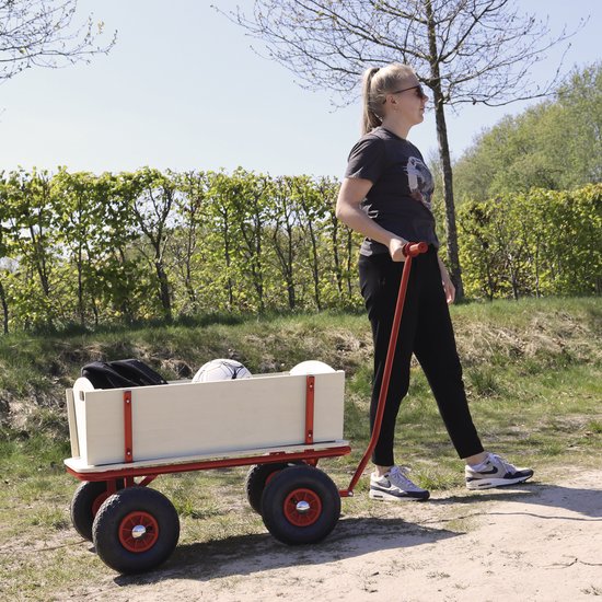 Sunny Billy Beach Wagon Bolderkar Rood - Blank hout - Bolderwagen met luchtbanden - 94x61x97cm van Sunny Billy — afbeelding 5