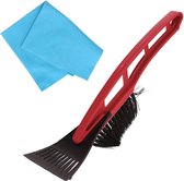 Vitres de voiture robustes Grattoir à glace avec brosse rouge 31 cm avec chiffon anti-buée - Trucs de gel d'hiver