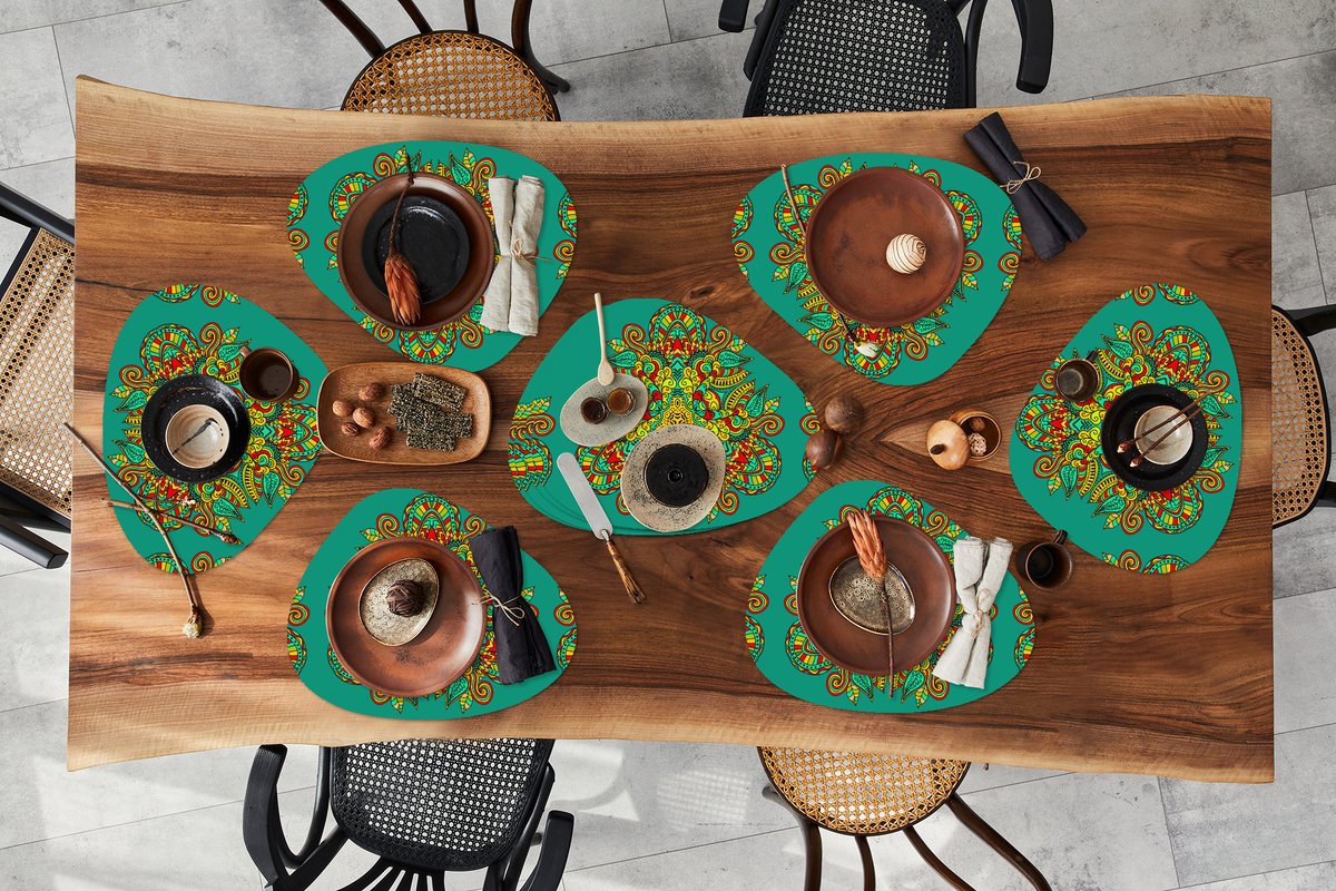 Placemat organisch - Placemats organic - Onderleggers - Patronen - Krullen - Folklore - 10 stuks