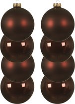 8x stuks kerstballen mahonie bruin van glas 10 cm - mat/glans - Kerstversiering/boomversiering