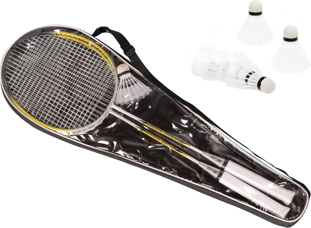 Badminton set - met 8x shuttles - en opbergtas - voor volwassenen en kinderen