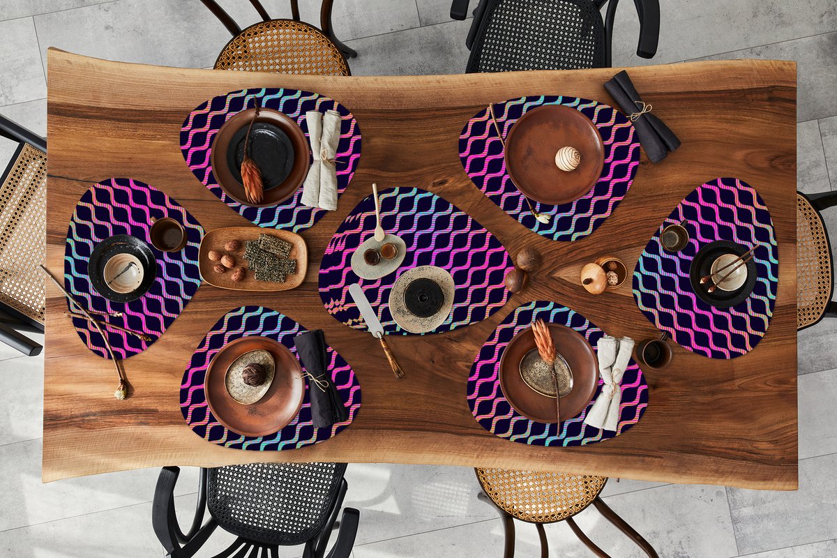 Placemat organisch - Placemats organic - Onderleggers - Design - Abstract - Neon - 10 stuks