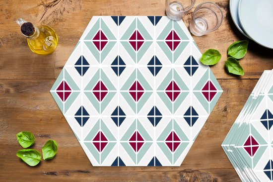 Napperons hexagon - Sets de table sets de table - Set de table hexagone - Motifs - Carrelage - Abstrait - 10 pièces
