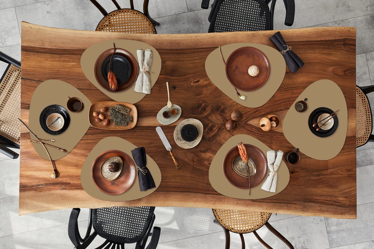 Placemat organisch - Placemats organic - Onderleggers - Palet - Beige - Interieur - 6 stuks