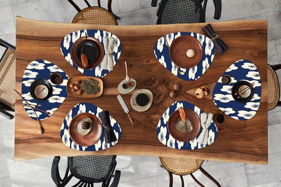 Set de table bio - Napperons bio - Sets de table - Sakura - Wit - Motif - Japon - 6 pièces