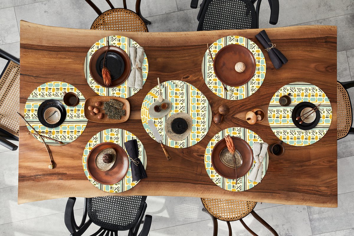Ronde placemats - Onderlegger - Placemats rond - Inca - Patronen - Abstract - 10 stuks