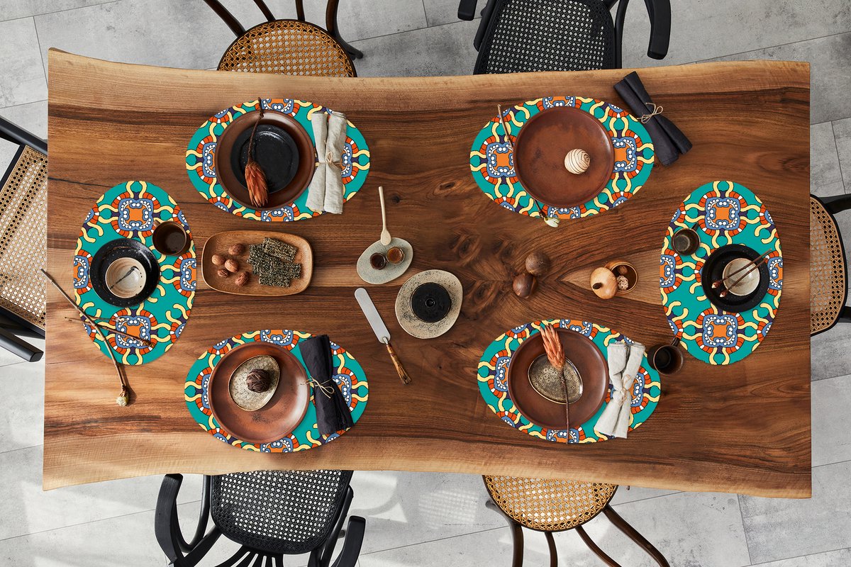 Placemats ovaal - Onderleggers - Ovale placemats - Patronen - Abstract - Groen - 6 stuks