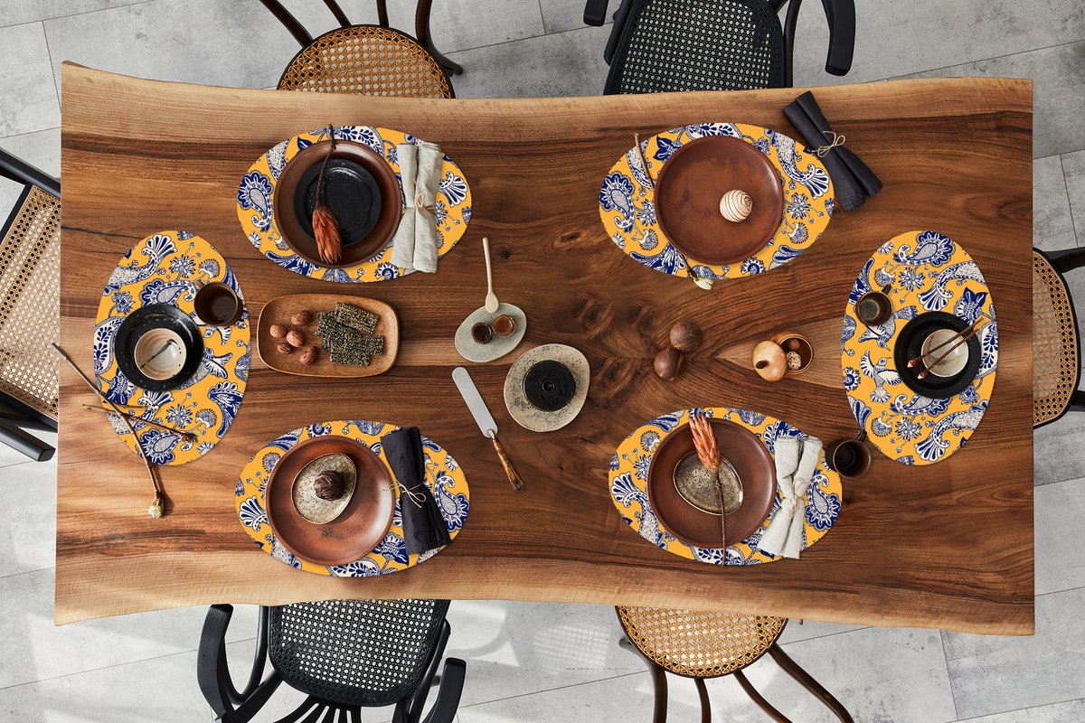 Placemats ovaal - Onderleggers - Ovale placemats - Jungle - Design - Vogel - Kolibrie - 6 stuks