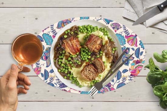 Napperons de table ovales - Sets de table - Sets de table ovales - Arc-en-ciel - Fleurs - Croquis - Motifs - 10 pièces