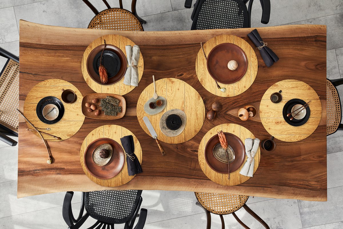 Ronde placemats - Onderlegger - Placemats rond - Patronen - Planken - Natuur - 10 stuks