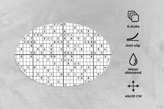 Napperons de table ovales - Sets de table - Sets de table ovales - Sudoku - Puzzle - Motif - 6 pièces