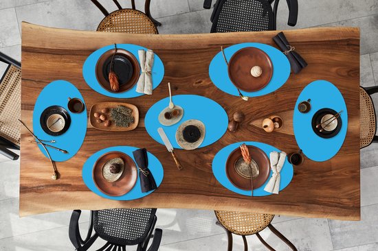 Sets de table ovales - Napperons de verre - Sets de table ovales - Blauw - Clair - Couleurs - 8 pièces