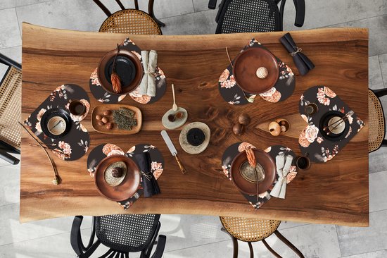 Sous-verres - Napperons de table - Napperons de table coeur - Motifs - Roses - Zwart - 6 pièces