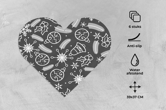 Dessous de verre - Napperons - Napperons coeur - Motifs - Noël - Décoration - 6 pièces - Noël - Cadeau - Cadeau de Noël homme, femme et enfant