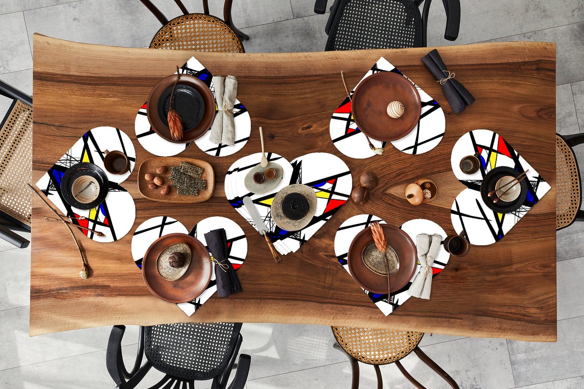 Onderleggers - Placemats - Placemats hartje - Patronen - Abstract - Kunst - 10 stuks