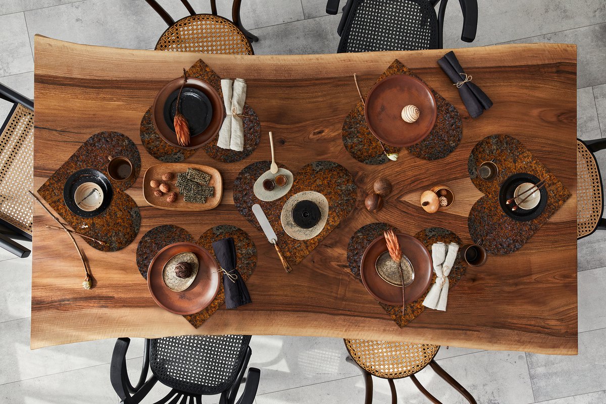 Onderleggers - Placemats - Placemats hartje - Roest print - Brons - Plaat - 8 stuks
