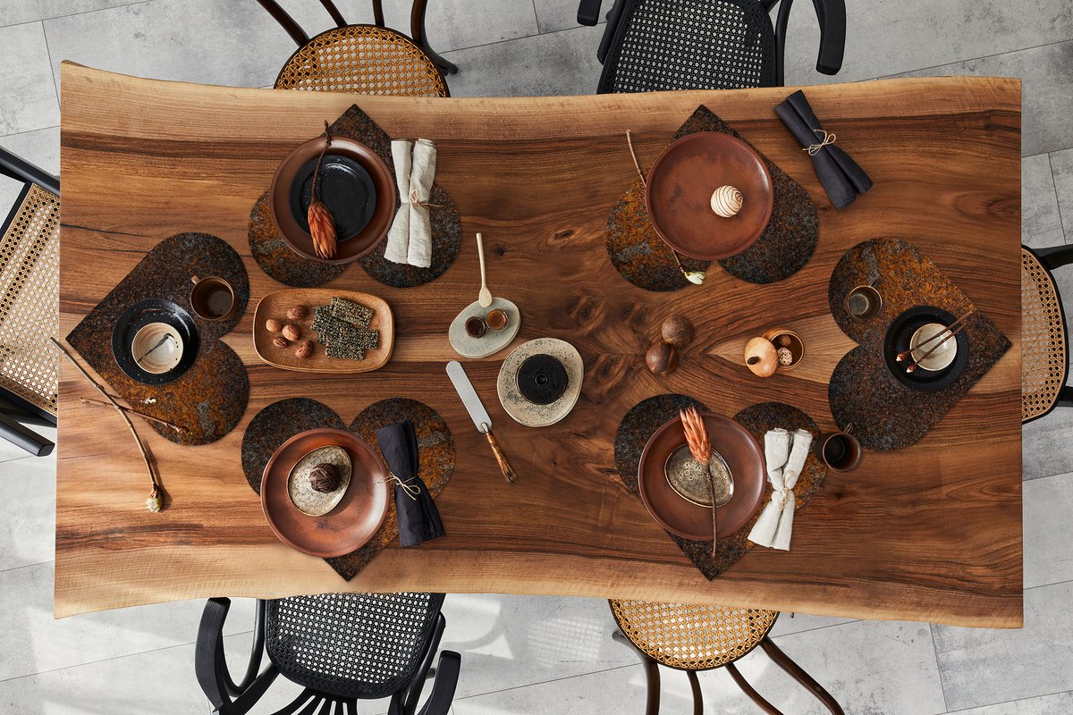 Onderleggers - Placemats - Placemats hartje - Roest print - Oranje - Patronen - 6 stuks