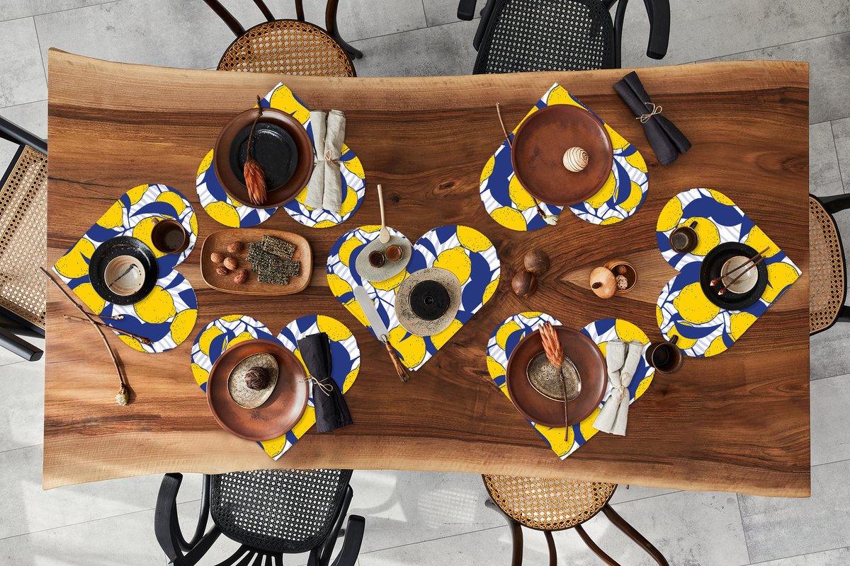 Onderleggers - Placemats - Placemats hartje - Citroen - Zebra - Fruit - Patronen - 8 stuks