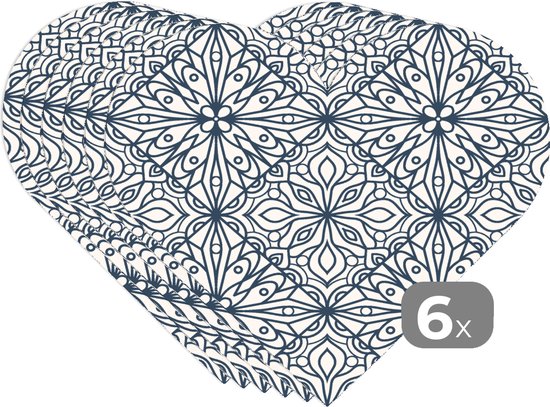 Sets de table - Napperons de Wit - Napperons coeur - Motifs - Diamant - Noir - Zwart - 6 pièces
