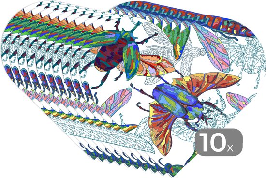 Sets de table - Napperons - Napperons coeur - Insectes - Arc-en-ciel - Design - 10 pièces