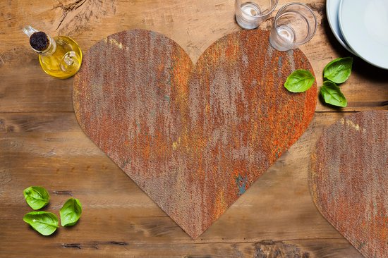 Dessous de verre - Napperons de table - Napperons de table coeur - Imprimé rouille - Jaune - Oranje - 6 pièces