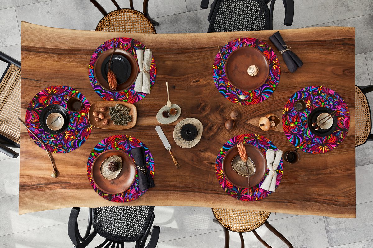 Ronde placemats - Onderlegger - Placemats rond - Patroon - Jungle - Abstract - 6 stuks