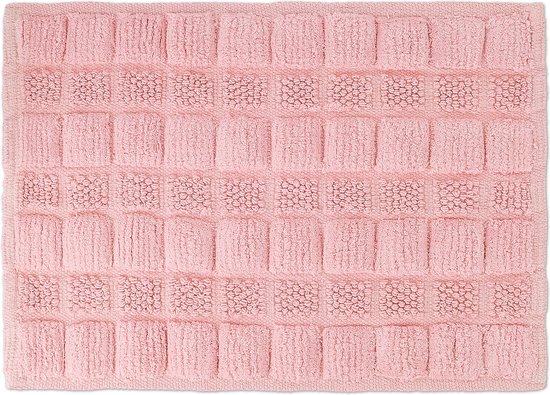 Relaxdays badmat antislip - badkamermat 60x40 cm - uitstapmat - douchemat - wasbaar - roze