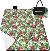 Couverture de pique-nique Springos | Nappe de pique-nique | Vêtement extérieur | Pique-nique | 300 x 200 cm | Vert/Rose/ Wit