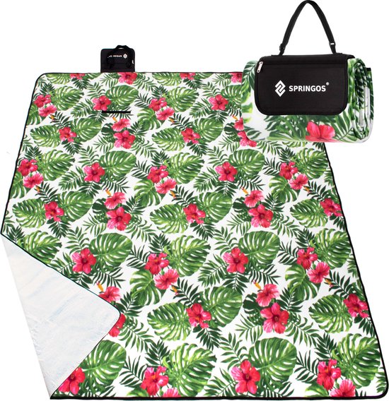 Springos picknickkleed – 300 x 200 cm – groen/roze/wit