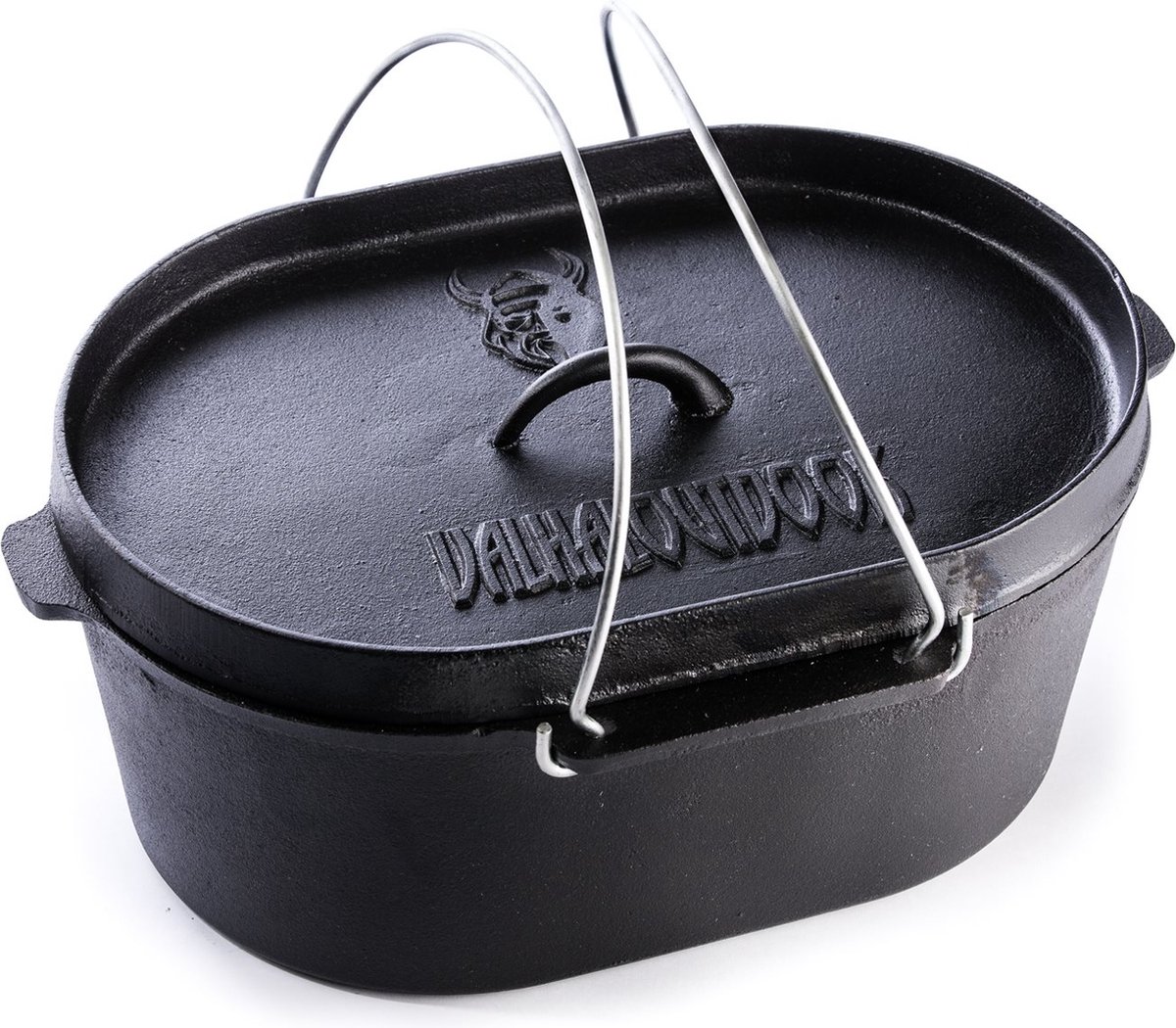 Valhal Outdoor Dutch oven met grill deksel ovaal 9L Gietijzer