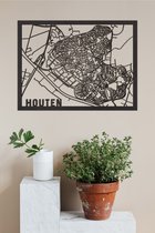 Carte de ville en bois en bois Zwart Mdf 50x70cm Décoration murale pour sur le mur des City Shapes