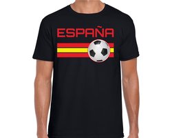 Espana / Spanje voetbal / landen t-shirt met voetbal en Spaanse vlag - zwart - heren - Spanje landen shirt / kleding - EK / WK / Voetbal shirts XL