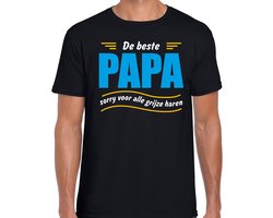 Beste papa sorry voor alle grijze haren cadeau t-shirt zwart voor heren - vaderdag / verjaardag kado shirt XL