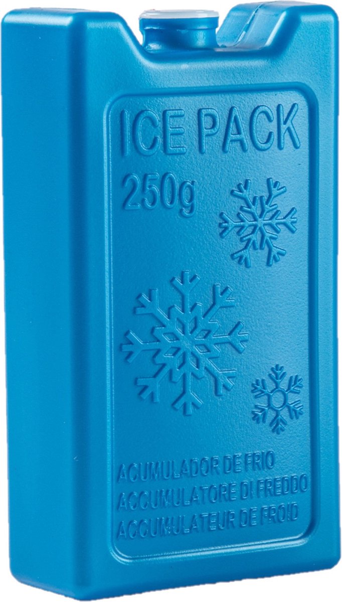 6x stuks 250 grams koelelementen 13 x 7.5 x 3 cm kobalt blauw kunststof met sneeuwvlokken print van Icepeak — afbeelding 2