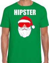 Foute Kerst t-shirt / Kerst trui Hipster Santa groen voor heren- Kerstkleding / Christmas outfit S