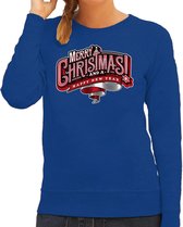 Merry Christmas Kerstsweater / kersttrui blauw voor dames - Kerstkleding / Christmas outfit L