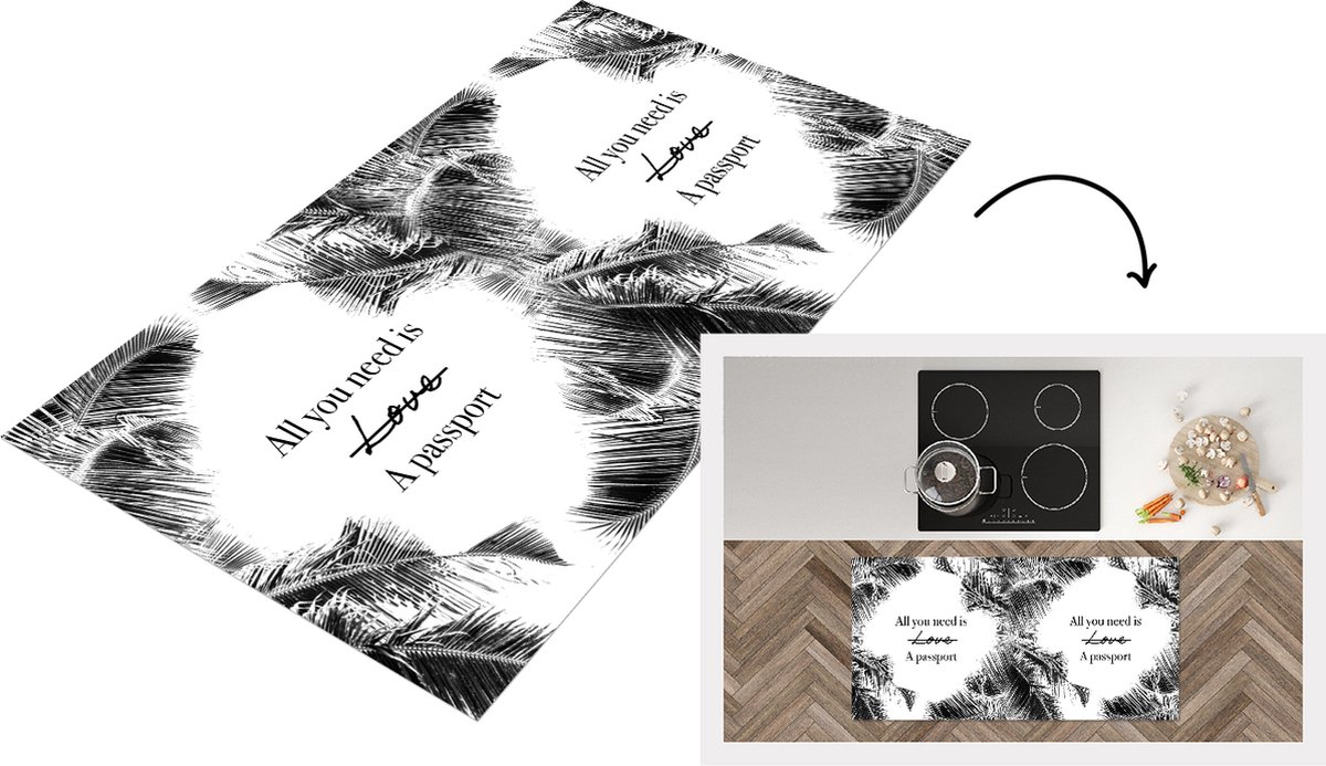 KitchenYeah Keukenloper - Loper keuken - Spreuken - Quotes - All you need is a passport - Paspoort - 120x60 cm - Keukenloper vinyl Multicolor