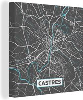 Canvas Schilderij Castres - Frankrijk - Stadskaart - Kaart - Plattegrond - 20x20 cm - Wanddecoratie