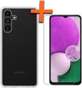 Hoesje Geschikt voor Samsung A13 5G Hoesje Siliconen Cover Case Met Screenprotector - Hoes Geschikt voor Samsung Galaxy A13 5G Hoes Back Case - Transparant